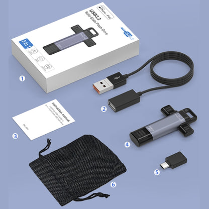 NK-951 3 in 1 USB3.2 to Type-C and 8 Pin Solid State USB Flash Drive with OTG Function - U Disk & Card Reader by buy2fix | Online Shopping UK | buy2fix