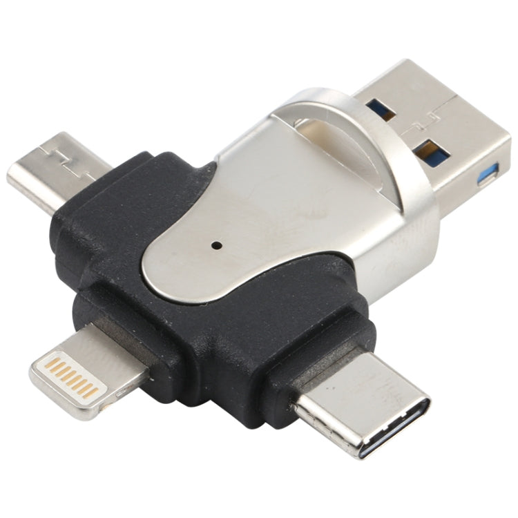 4 in 1 8 Pin + USB-C / Type-C + Micro USB + USB 3.0 Male TF Card Reader by buy2fix