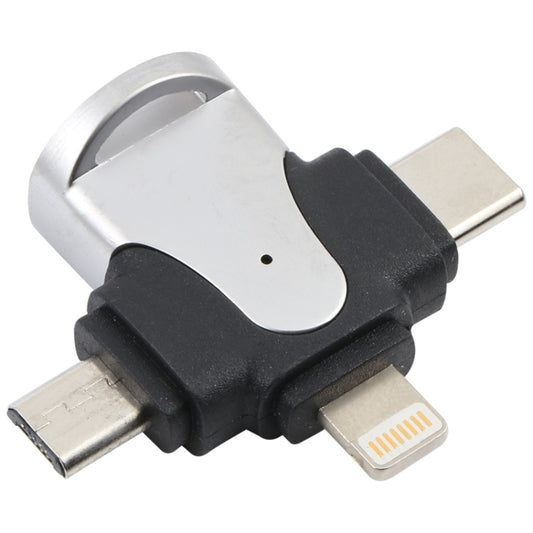 3 in 1 8 Pin + USB-C / Type-C + Micro USB Male to USB 3.0 Female Zinc Alloy Adapter by buy2fix