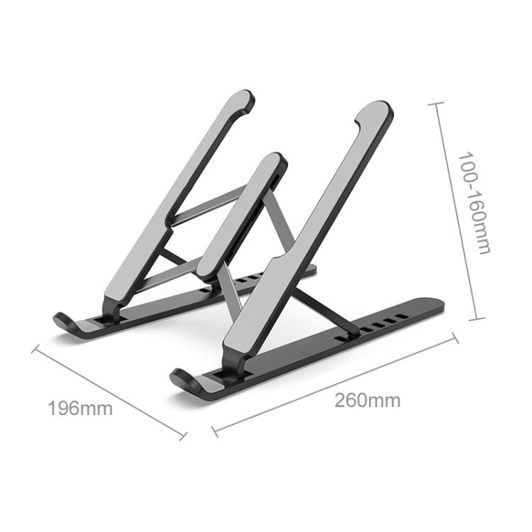 Laptop Stand Desktop Raise Bracket Cooling Base Lifting Holder Foldable (Black) by buy2fix