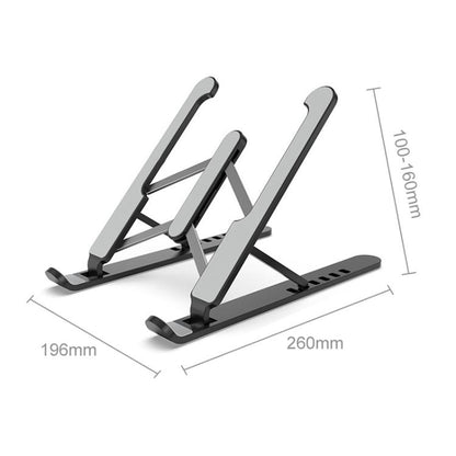 Laptop Stand Desktop Raise Bracket Cooling Base Lifting Holder Foldable (Black) by buy2fix