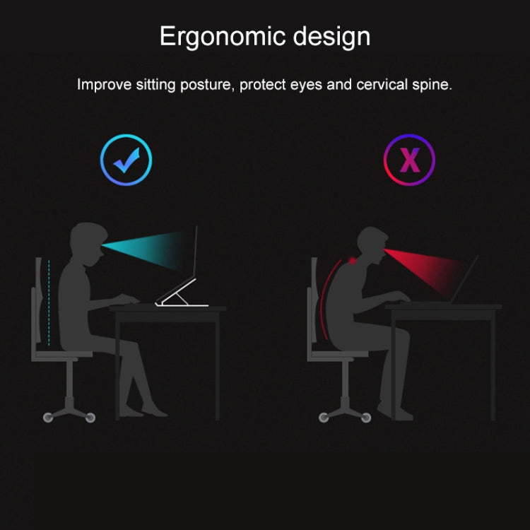 Laptop Stand Desktop Raise Bracket Cooling Base Lifting Holder Foldable (Black) by buy2fix