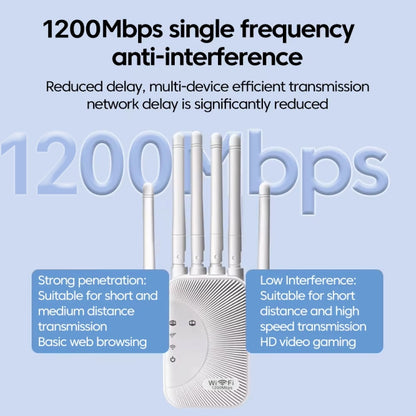 SM-011 Six-antenna 1200M Repeater WiFi Wireless Router (EU Plug) - Wireless Routers by buy2fix | Online Shopping UK | buy2fix