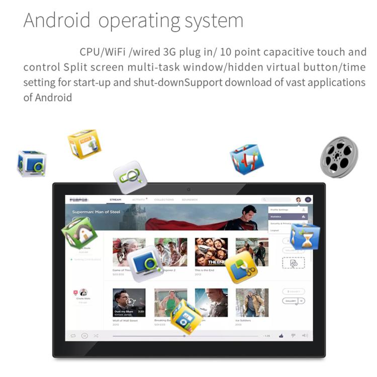 HSD-P538 14 inch IPS Touch Screen All in One PC with Holder, 4GB+32GB, Android 14 RK3576S Octa-core (Black) - All in One PC by buy2fix | Online Shopping UK | buy2fix