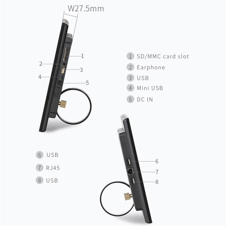 HSD-P538 14 inch IPS Touch Screen All in One PC with Holder, 4GB+32GB, Android 14 RK3576S Octa-core (Black) - All in One PC by buy2fix | Online Shopping UK | buy2fix