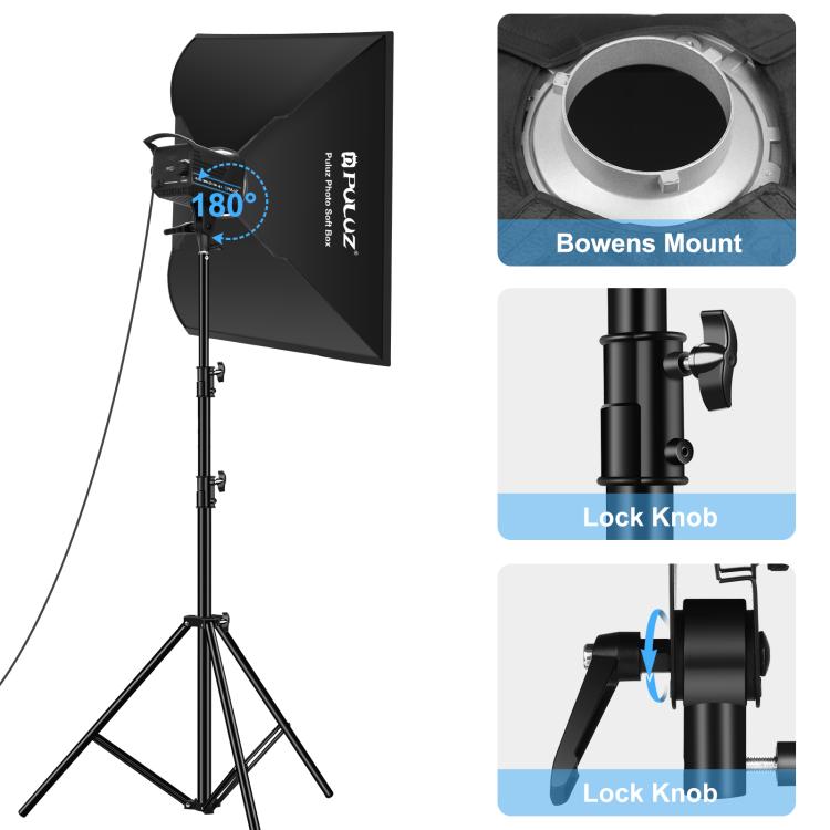 PULUZ 120W Photo Studio Strobe Flash Light Kit with Softbox Reflector & Tripod(US Plug) by PULUZ