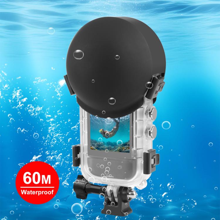 For Insta360 X5 PULUZ 60m Waterproof Sealed Diving Case with Silicone Lens Cover (Black) - Case & Bags by PULUZ | Online Shopping UK | buy2fix