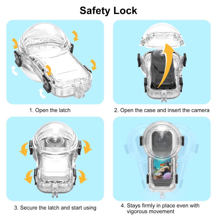 For Insta360 X5 PULUZ 60m Waterproof Sealed Diving Case with Silicone Lens Cover (Black) - Case & Bags by PULUZ | Online Shopping UK | buy2fix