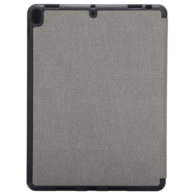 Cloth Texture Pattern Case for iPad 9.7 (2018) & iPad 9.7 inch (2017), with Three-folding Holder & Pen Slots(Grey) - iPad 9.7 (2018) & (2017) Cases by buy2fix | Online Shopping UK | buy2fix