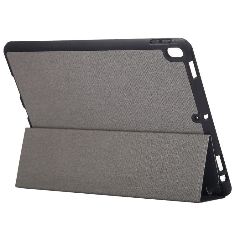 Cloth Texture Pattern Case for iPad 9.7 (2018) & iPad 9.7 inch (2017), with Three-folding Holder & Pen Slots(Grey) - iPad 9.7 (2018) & (2017) Cases by buy2fix | Online Shopping UK | buy2fix