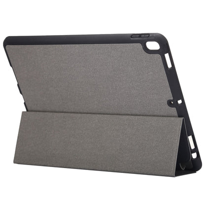 Cloth Texture Pattern Case for iPad 9.7 (2018) & iPad 9.7 inch (2017), with Three-folding Holder & Pen Slots(Grey) - iPad 9.7 (2018) & (2017) Cases by buy2fix | Online Shopping UK | buy2fix