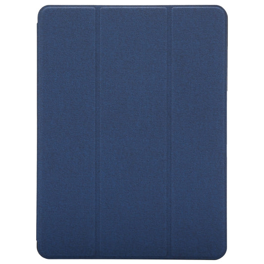 Cloth Texture Pattern Case for iPad 9.7 (2018) & iPad 9.7 inch (2017), with Three-folding Holder & Pen Slots(Blue) - iPad 9.7 (2018) & (2017) Cases by buy2fix | Online Shopping UK | buy2fix