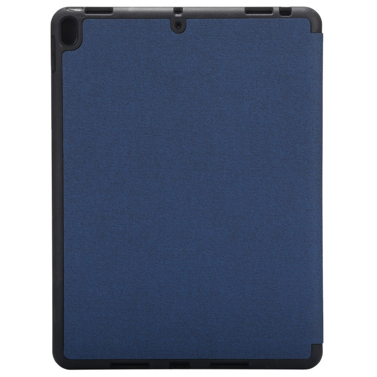 Cloth Texture Pattern Case for iPad 9.7 (2018) & iPad 9.7 inch (2017), with Three-folding Holder & Pen Slots(Blue) - iPad 9.7 (2018) & (2017) Cases by buy2fix | Online Shopping UK | buy2fix
