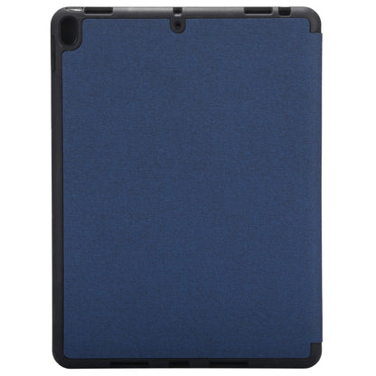 Cloth Texture Pattern Case for iPad 9.7 (2018) & iPad 9.7 inch (2017), with Three-folding Holder & Pen Slots(Blue) - iPad 9.7 (2018) & (2017) Cases by buy2fix | Online Shopping UK | buy2fix