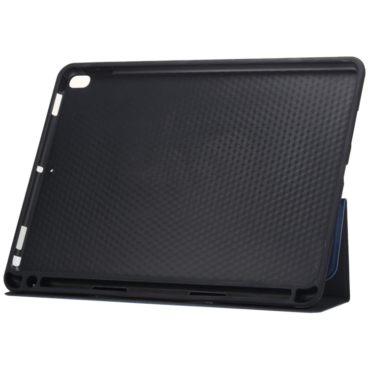 Cloth Texture Pattern Case for iPad 9.7 (2018) & iPad 9.7 inch (2017), with Three-folding Holder & Pen Slots(Blue) - iPad 9.7 (2018) & (2017) Cases by buy2fix | Online Shopping UK | buy2fix
