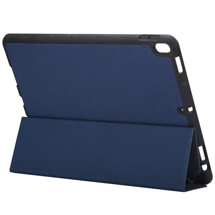 Cloth Texture Pattern Case for iPad 9.7 (2018) & iPad 9.7 inch (2017), with Three-folding Holder & Pen Slots(Blue) - iPad 9.7 (2018) & (2017) Cases by buy2fix | Online Shopping UK | buy2fix