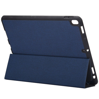 Cloth Texture Pattern Case for iPad 9.7 (2018) & iPad 9.7 inch (2017), with Three-folding Holder & Pen Slots(Blue) - iPad 9.7 (2018) & (2017) Cases by buy2fix | Online Shopping UK | buy2fix