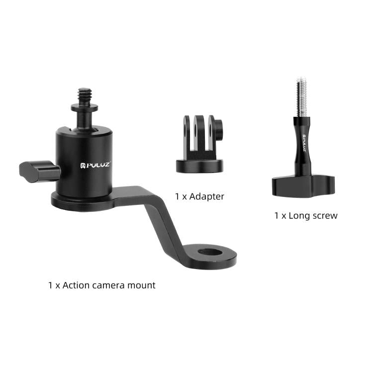 PULUZ Motorcycle Rearview Mirror Aluminum Alloy Action Camera Holder Mount (Black) - Holder by PULUZ | Online Shopping UK | buy2fix