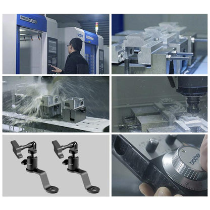 PULUZ Motorcycle Rearview Mirror Aluminum Alloy Action Camera Holder Mount (Black) - Holder by PULUZ | Online Shopping UK | buy2fix