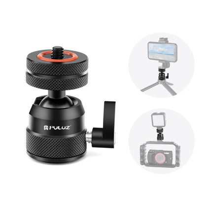 PULUZ Multifunctional Aluminum Alloy Mini Ball Head Tripod Mount Adapter, Cold Shoe & 1/4 Screw Dual-Use (Black) - Tripod Heads by PULUZ | Online Shopping UK | buy2fix