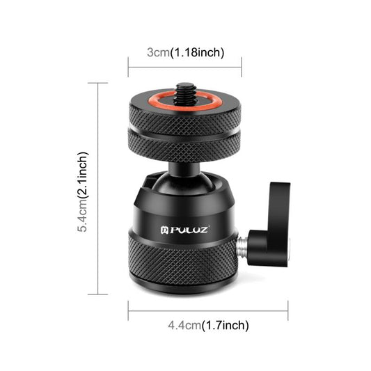 PULUZ Multifunctional Aluminum Alloy Mini Ball Head Tripod Mount Adapter, Cold Shoe & 1/4 Screw Dual-Use (Black) - Tripod Heads by PULUZ | Online Shopping UK | buy2fix