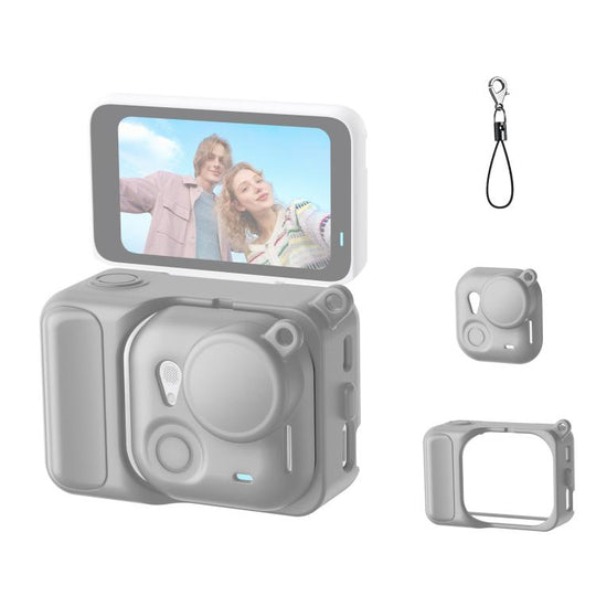 For Insta360 GO Ultra PULUZ 2 in 1 Silicone Expansion Module Body & Lens Cover (Grey)