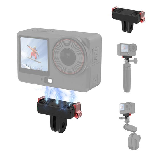 For DJI Osmo Action 6 / Nano / 360 II PULUZ Two Claw Plastic Magnetic Quick Release Base Mount (Black)