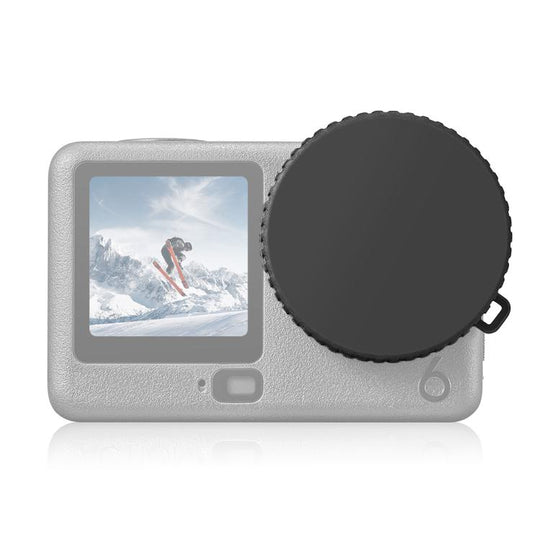For DJI Osmo Action 6 PULUZ Silicone Lens Cap with Strap (Black)