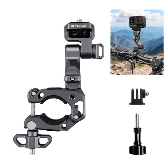 PULUZ Panoramic & Action Cameras Professional 3-Way Gimbal Motorcycles Bicycles Handlebar Aluminium Alloy Mount (Grey)