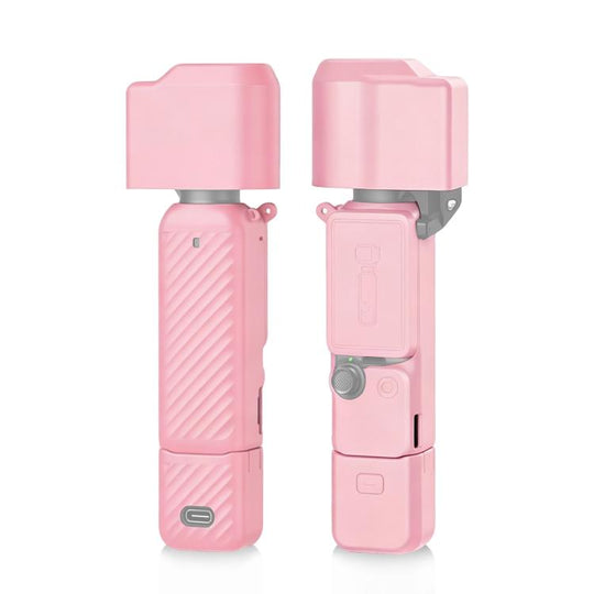 For DJI OSMO Pocket 4 PULUZ 4 in 1 Body Lens Handle Screen Silicone TPU Cover (Pink)
