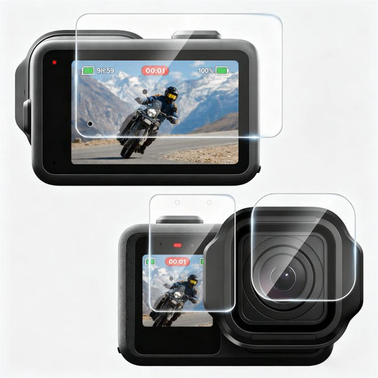 PULUZ Lens + LCD Display 9H 2.5D Tempered Glass Film for GoPro MISSION 1 / 1 PRO (Transparent)