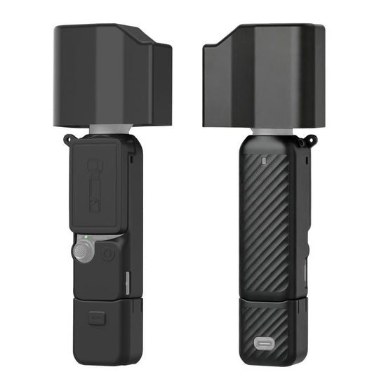 For DJI Osmo Pocket 4P PULUZ 5 in 1 Body Lens Handle Screen Silicone Cover with Anti-loss Rope (Black)