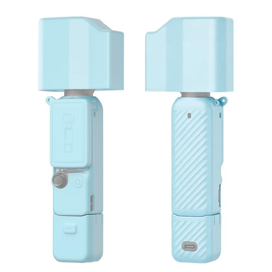 For DJI Osmo Pocket 4P PULUZ 5 in 1 Body Lens Handle Screen Silicone Cover with Anti-loss Rope (Blue)