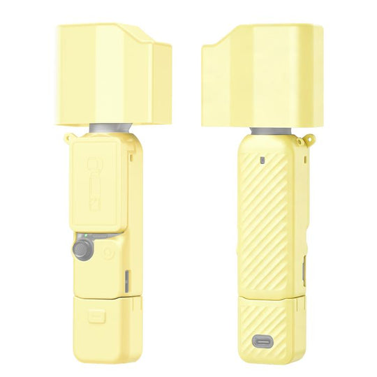 For DJI Osmo Pocket 4P PULUZ 5 in 1 Body Lens Handle Screen Silicone Cover with Anti-loss Rope (Yellow)
