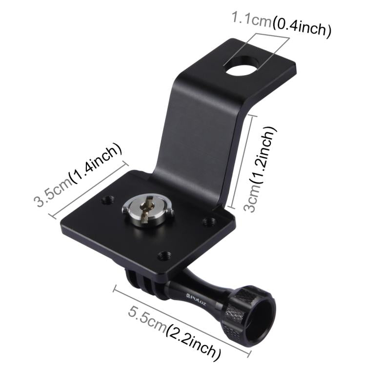 PULUZ Aluminum Alloy Motorcycle Fixed Holder Mount with Tripod Adapter & Screw for GoPro, Insta360, DJI and Other Action Cameras(Black) by PULUZ