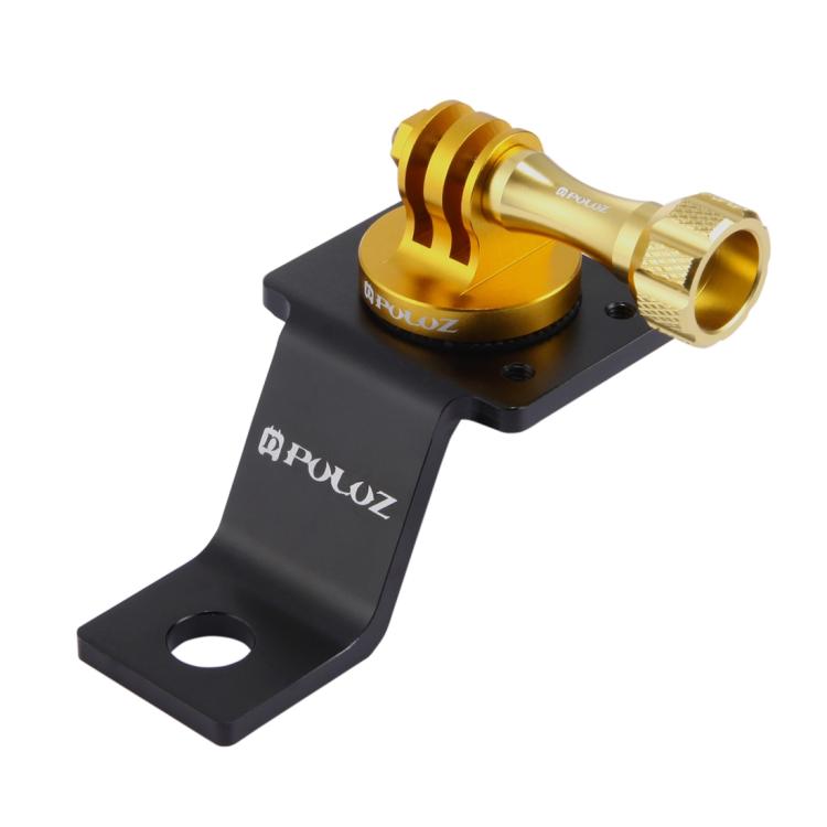 PULUZ Aluminum Alloy Motorcycle Fixed Holder Mount with Tripod Adapter & Screw for GoPro, Insta360, DJI and Other Action Cameras(Gold) by PULUZ