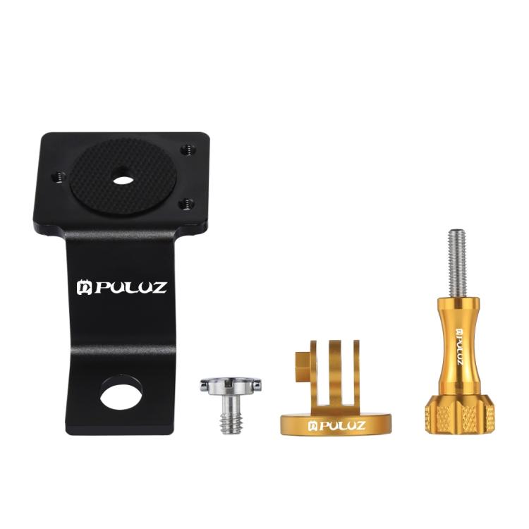 PULUZ Aluminum Alloy Motorcycle Fixed Holder Mount with Tripod Adapter & Screw for GoPro, Insta360, DJI and Other Action Cameras(Gold) by PULUZ