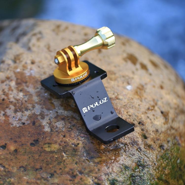 PULUZ Aluminum Alloy Motorcycle Fixed Holder Mount with Tripod Adapter & Screw for GoPro, Insta360, DJI and Other Action Cameras(Gold) by PULUZ