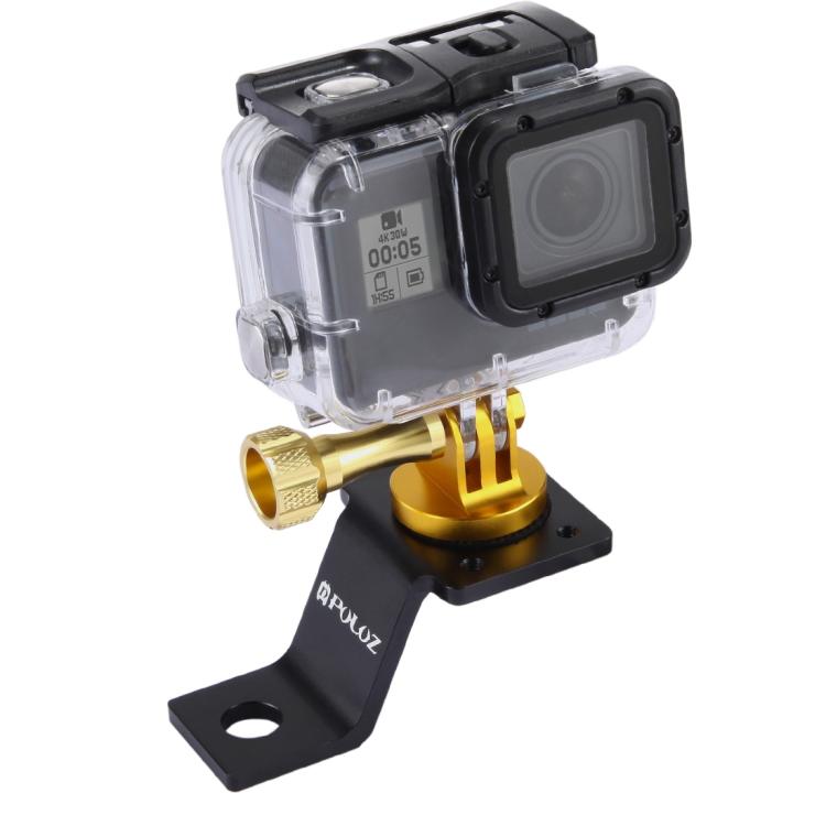 PULUZ Aluminum Alloy Motorcycle Fixed Holder Mount with Tripod Adapter & Screw for GoPro, Insta360, DJI and Other Action Cameras(Gold) by PULUZ