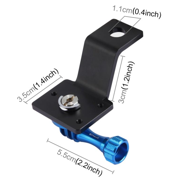 PULUZ Aluminum Alloy Motorcycle Fixed Holder Mount with Tripod Adapter & Screw for GoPro, Insta360, DJI and Other Action Cameras(Blue) by PULUZ