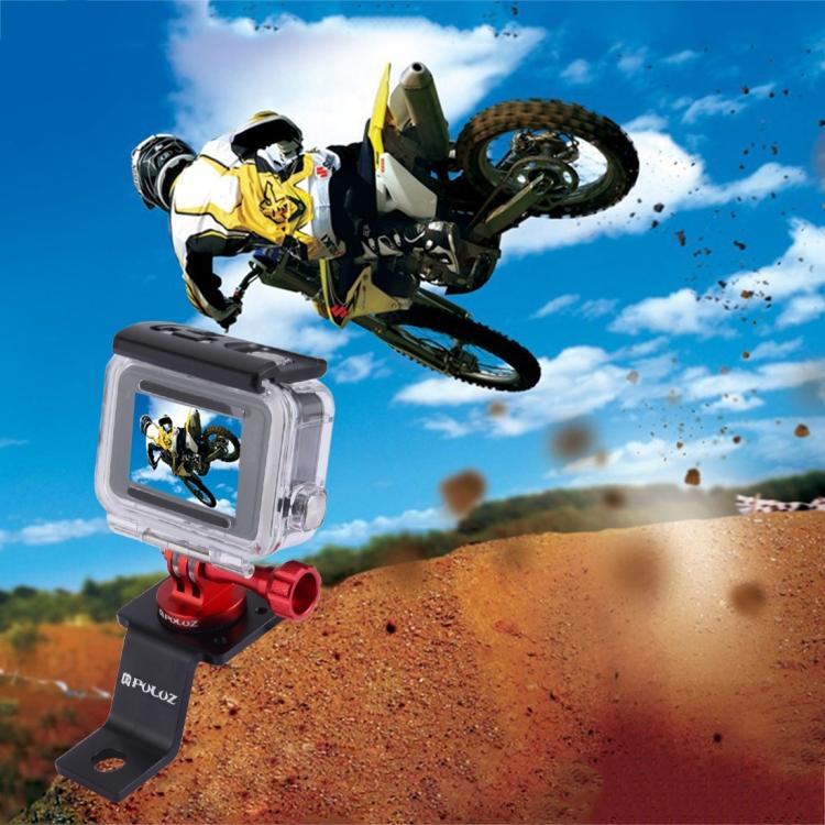 PULUZ Aluminum Alloy Motorcycle Fixed Holder Mount with Tripod Adapter & Screw for GoPro, Insta360, DJI and Other Action Cameras(Red) by PULUZ