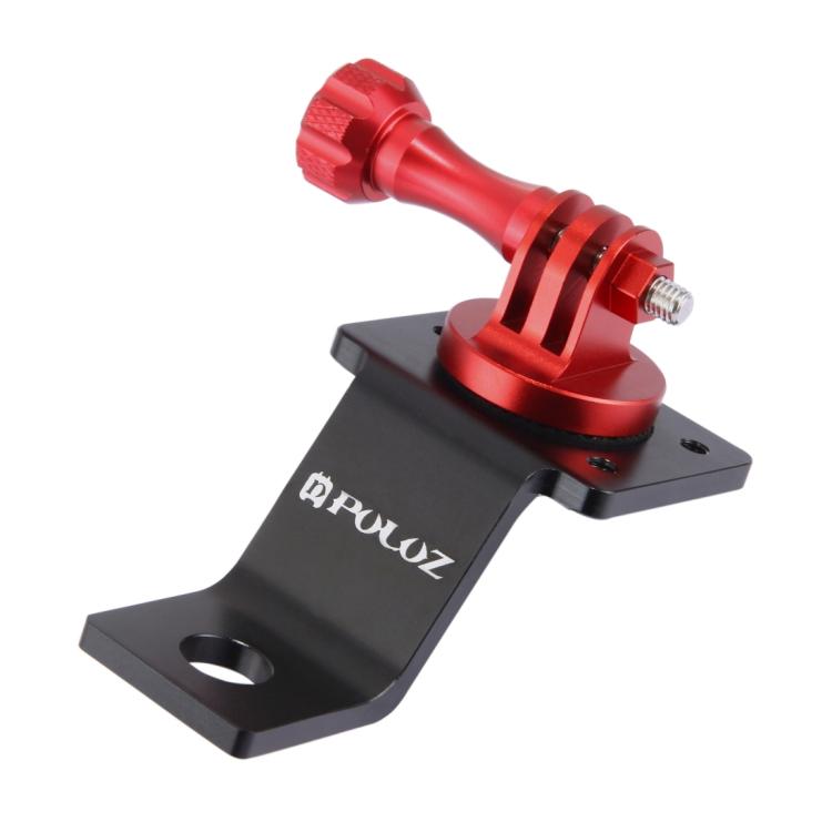 PULUZ Aluminum Alloy Motorcycle Fixed Holder Mount with Tripod Adapter & Screw for GoPro, Insta360, DJI and Other Action Cameras(Red) by PULUZ