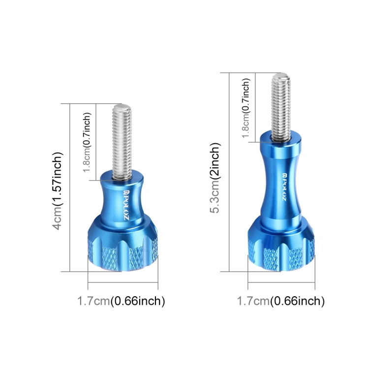 PULUZ CNC Aluminum Thumb Knob Stainless Bolt Nut Screw Set for GoPro, Insta360, DJI and Other Action Cameras(Blue) by PULUZ