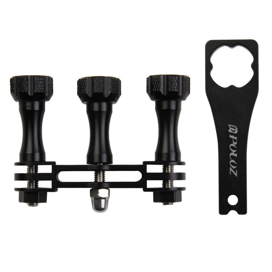 PULUZ CNC Aluminum Multi-functional Connection Mount with 3 Long Screws & Wrench for GoPro, Insta360, DJI and Other Action Cameras(Black)