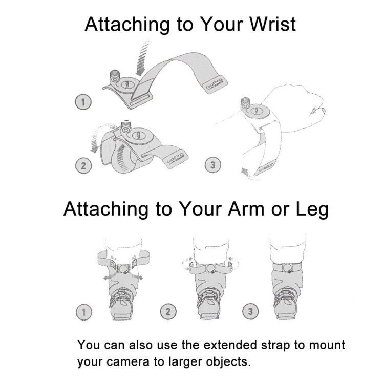 PULUZ 3 in 1 Hand Wrist Arm Leg Straps 360-degree Rotation Mount for GoPro, Insta360, DJI and Other Action Cameras(Black) by PULUZ