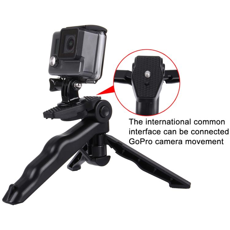 PULUZ Grip Folding Tripod Mount with Adapter & Screws for GoPro, Insta360, DJI and Other Action Cameras, Load Max: 2kg(Black) by PULUZ
