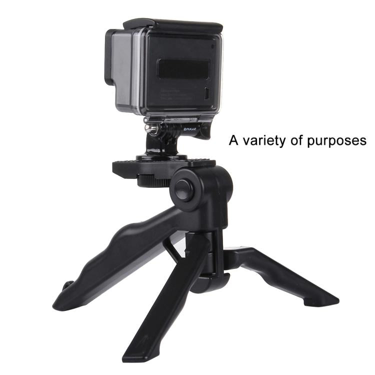 PULUZ Grip Folding Tripod Mount with Adapter & Screws for GoPro, Insta360, DJI and Other Action Cameras, Load Max: 2kg(Black) by PULUZ