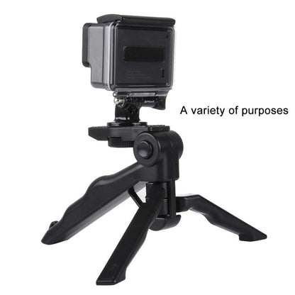 PULUZ Grip Folding Tripod Mount with Adapter & Screws for GoPro, Insta360, DJI and Other Action Cameras, Load Max: 2kg(Black) by PULUZ