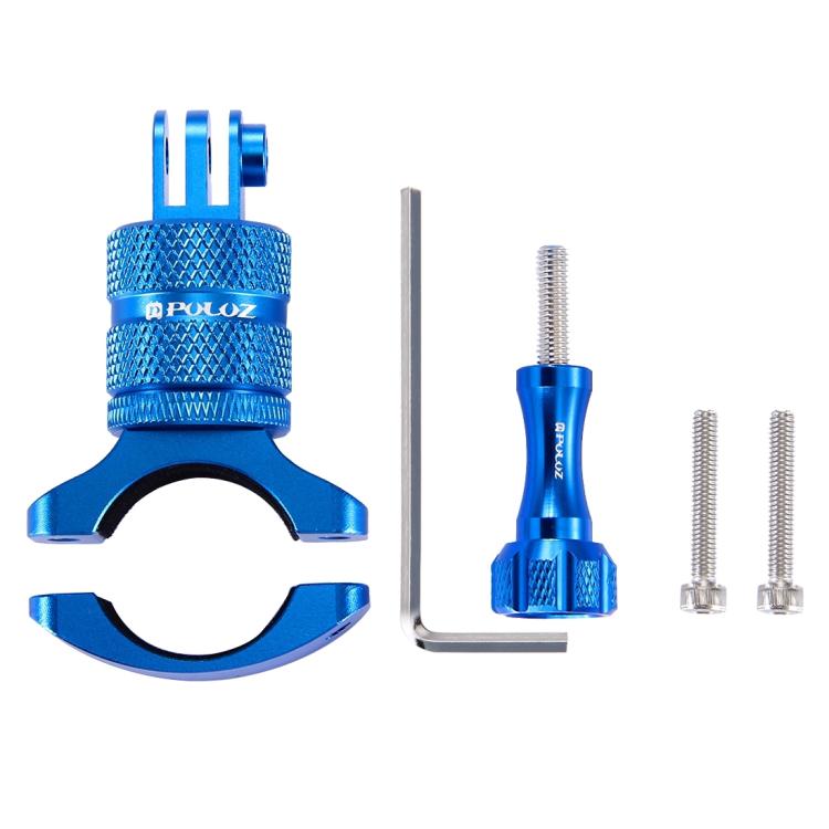 PULUZ 360 Degree Rotation Bike Aluminum Handlebar Adapter Mount with Screw for GoPro, Insta360, DJI and Other Action Cameras(Blue) by PULUZ