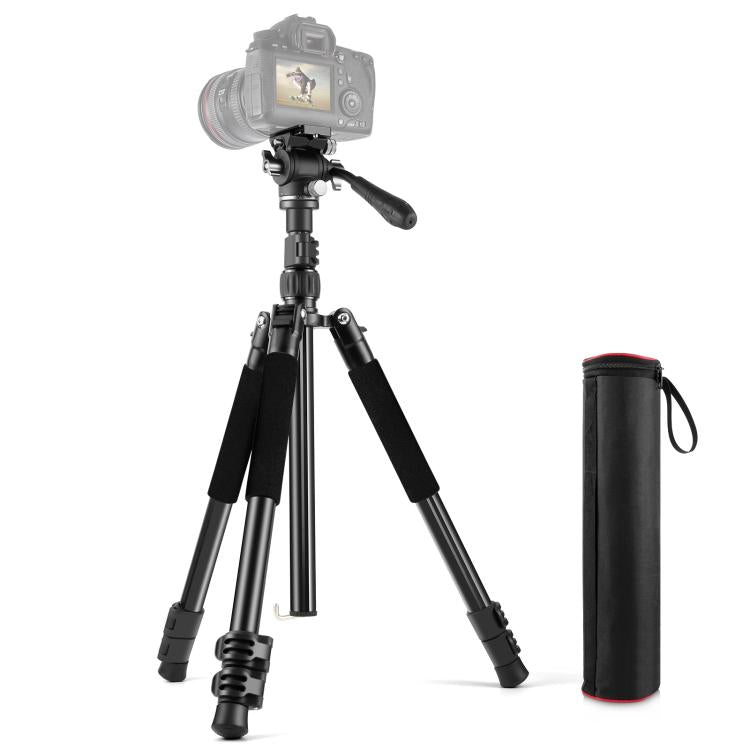 PULUZ 1.6m Reverse-Folding Professional Video Tripod with Fluid Drag Head (Black) - Tripods by PULUZ | Online Shopping UK | buy2fix